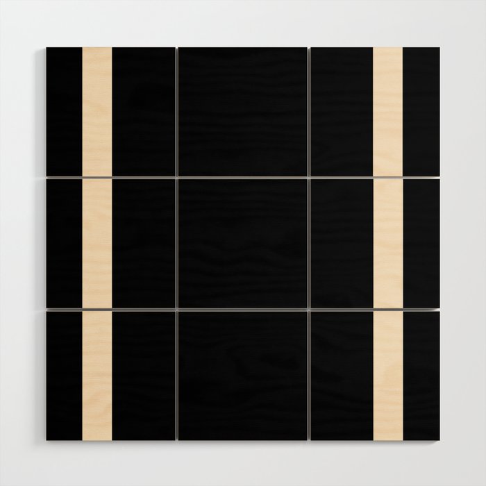 Simple Elegant Minimalist Frame Pattern II in Black and Almond Cream Wood Wall Art Gallery Image 1