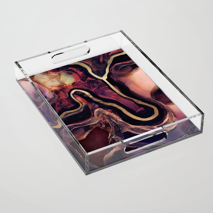 Golden River Abstract Acrylic Tray Gallery Image 1