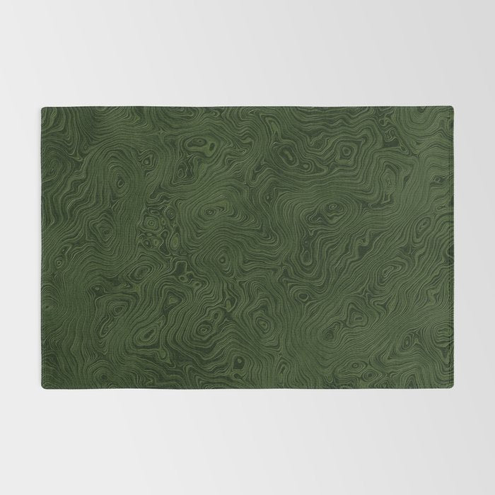 Luxury Moss Green Rippled Moiré Pattern Rug Gallery Image 2