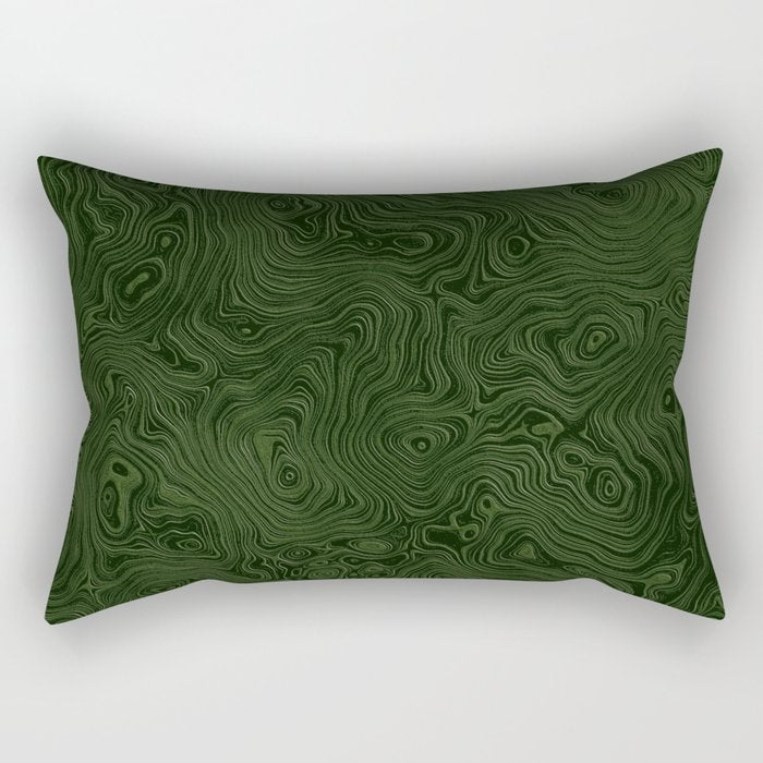 Luxury Moss Green Rippled Moiré Pattern Rectangular Pillow Gallery Image 1