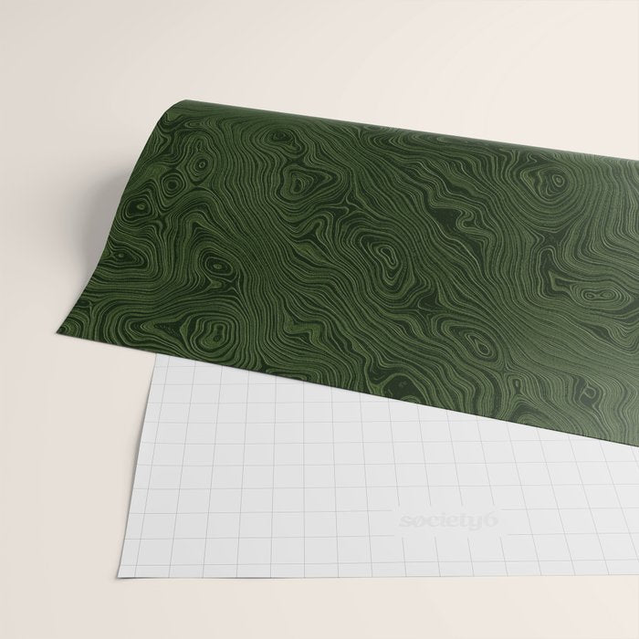 Luxury Moss Green Rippled Moiré Pattern Wrapping Paper Gallery Image 2