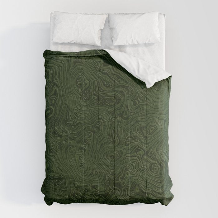 Luxury Moss Green Rippled Moiré Pattern Comforter Gallery Image 1