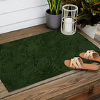 Luxury Moss Green Rippled Moiré Pattern Outdoor Rug Gallery Image 2
