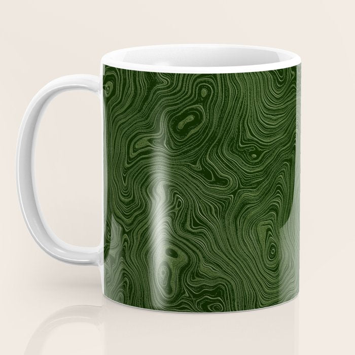 Luxury Moss Green Rippled Moiré Pattern Coffee Mug Gallery Image 3