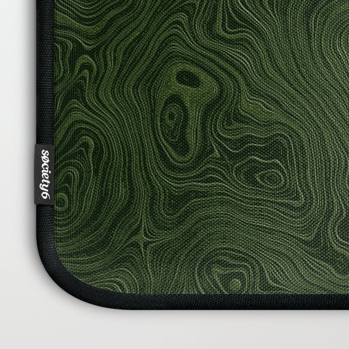 Luxury Moss Green Rippled Moiré Pattern Laptop Sleeve Gallery Image 3
