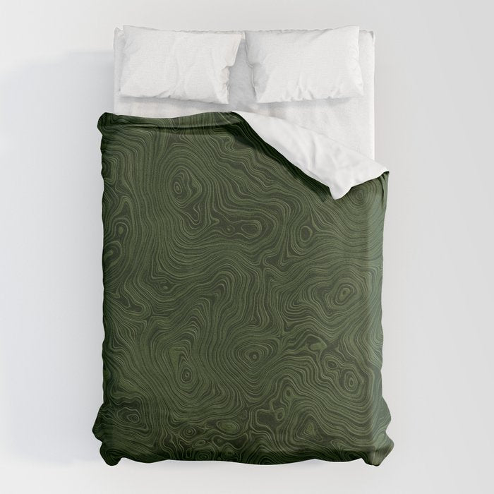 Luxury Moss Green Rippled Moiré Pattern Duvet Cover Gallery Image 1