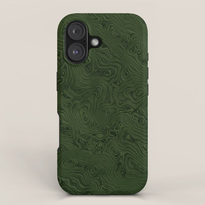 Luxury Moss Green Rippled Moiré Pattern iPhone Case Gallery Image 1