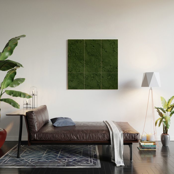 Luxury Moss Green Rippled Moiré Pattern Wood Wall Art Gallery Image 2