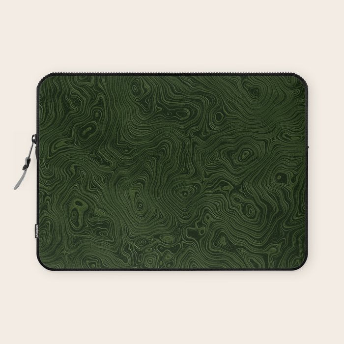 Luxury Moss Green Rippled Moiré Pattern Laptop Sleeve Gallery Image 1
