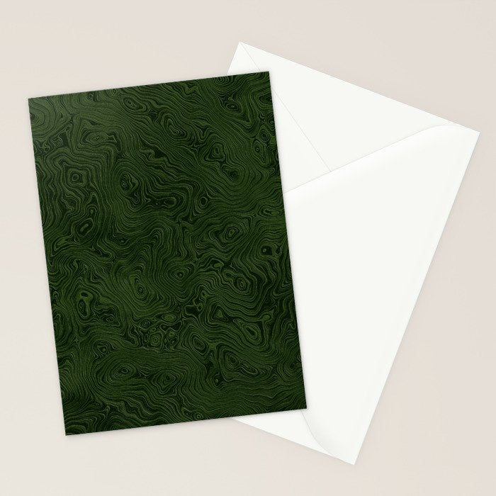 Luxury Moss Green Rippled Moiré Pattern Stationery Card Gallery Image 2