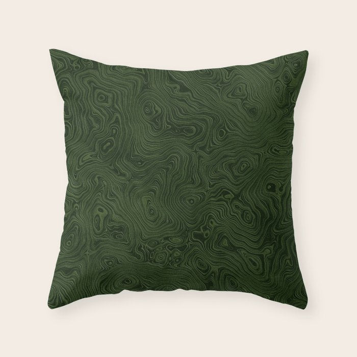 Luxury Moss Green Rippled Moiré Pattern Throw Pillow Gallery Image 6
