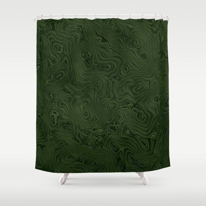 Luxury Moss Green Rippled Moiré Pattern Shower Curtain Gallery Image 1