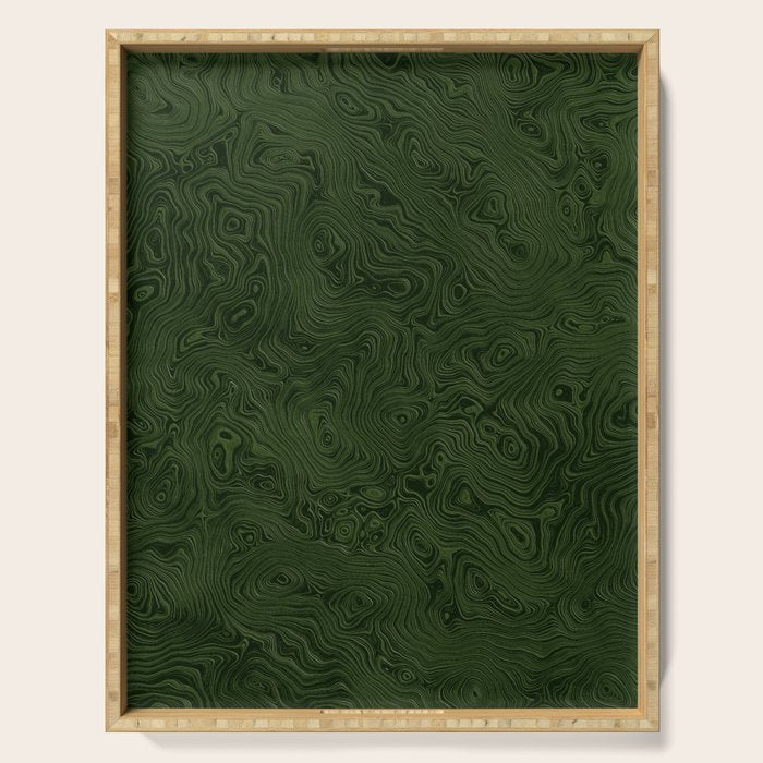 Luxury Moss Green Rippled Moiré Pattern Serving Tray Gallery Image 1