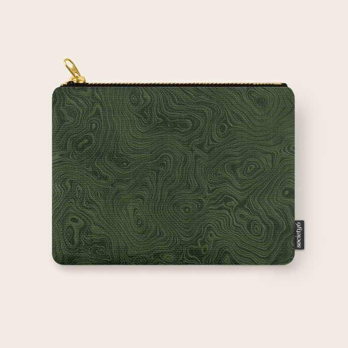 Luxury Moss Green Rippled Moiré Pattern Carry All Pouch Gallery Image 1