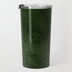 Luxury Moss Green Rippled Moiré Pattern Travel Mug Gallery Image 3