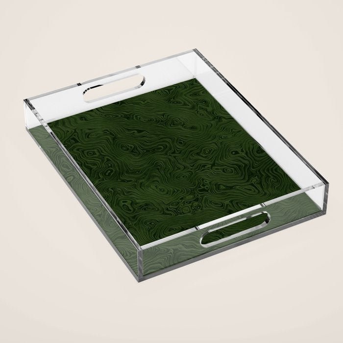 Luxury Moss Green Rippled Moiré Pattern Acrylic Tray Gallery Image 1