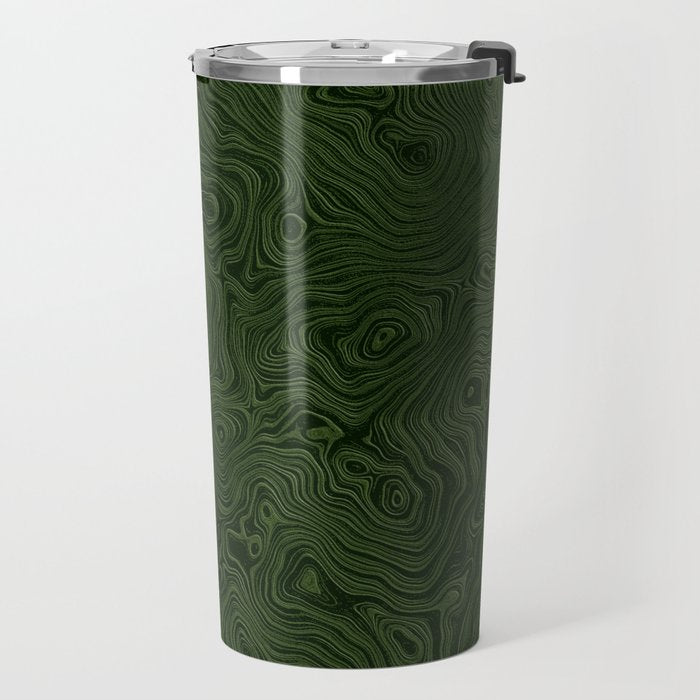 Luxury Moss Green Rippled Moiré Pattern Travel Mug Gallery Image 2