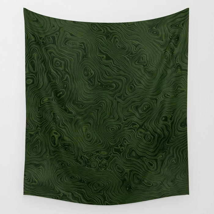 Luxury Moss Green Rippled Moiré Pattern Wall Tapestry Gallery Image 4