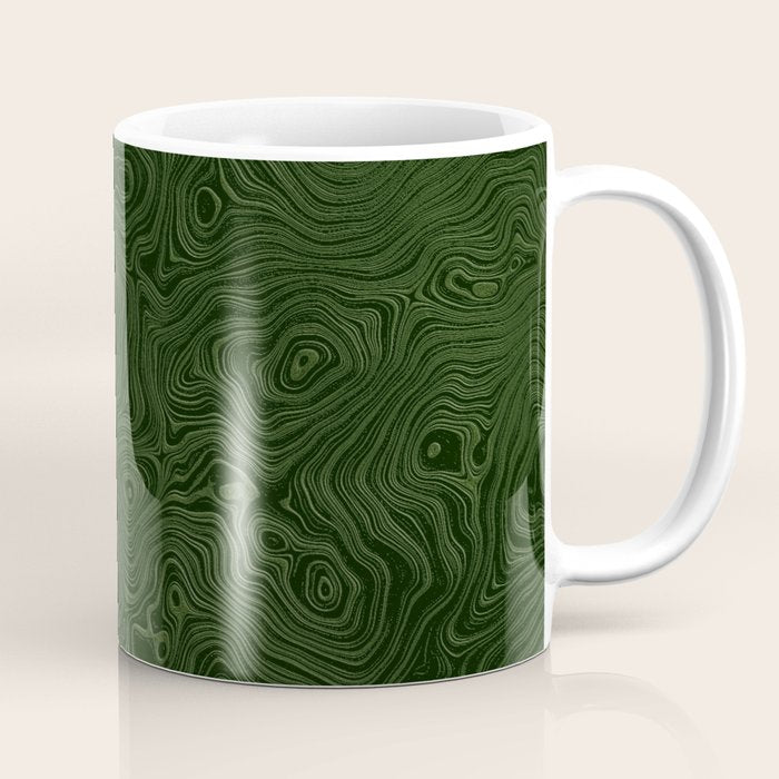 Luxury Moss Green Rippled Moiré Pattern Coffee Mug Gallery Image 1