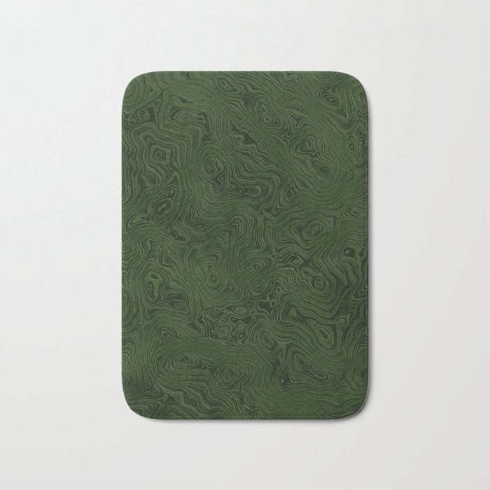Luxury Moss Green Rippled Moiré Pattern Bath Mat Gallery Image 1