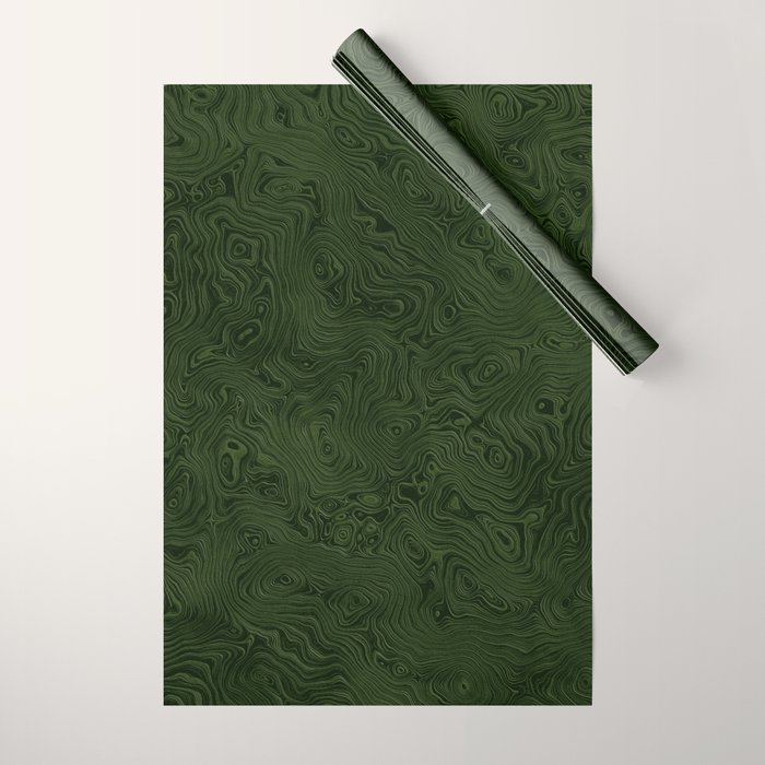 Luxury Moss Green Rippled Moiré Pattern Wrapping Paper Gallery Image 1