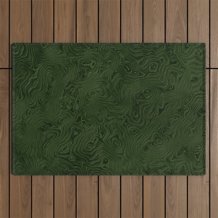 Luxury Moss Green Rippled Moiré Pattern Outdoor Rug Gallery Image 1