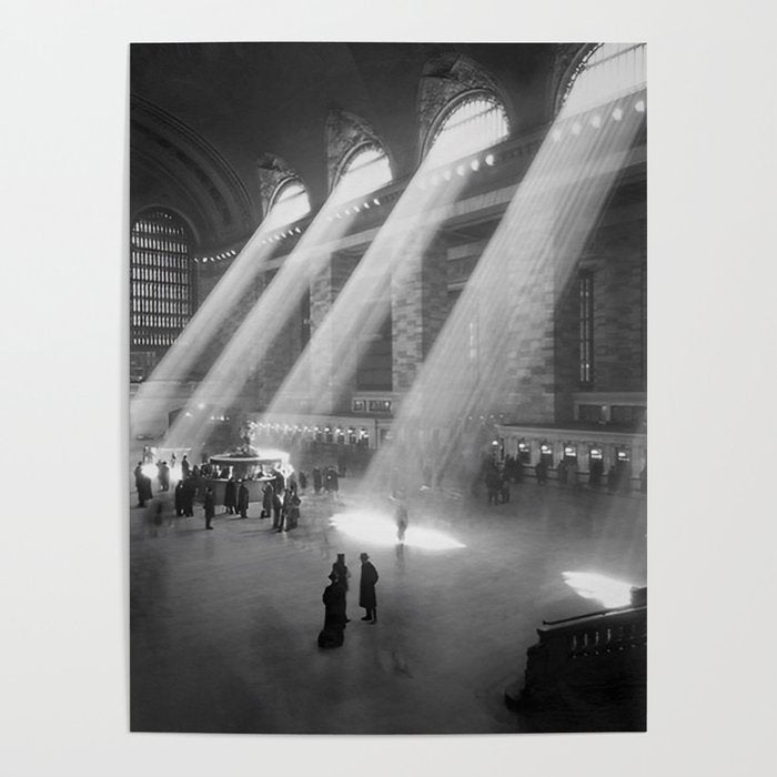 New York Grand Central Train Station Terminal Black and White Photography Print Poster Gallery Image 4