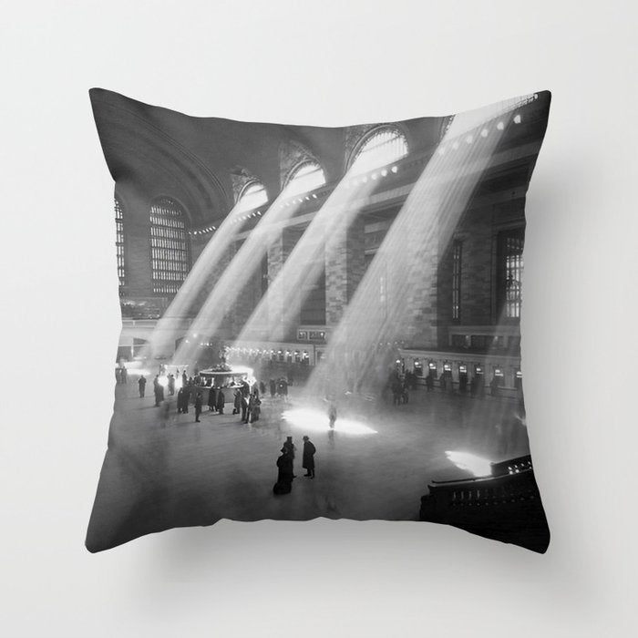 New York Grand Central Train Station Terminal Black and White Photography Print Throw Pillow Gallery Image 6