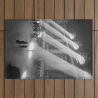 New York Grand Central Train Station Terminal Black and White Photography Print Outdoor Rug Gallery Image 1