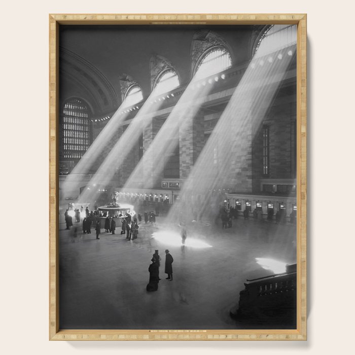 New York Grand Central Train Station Terminal Black and White Photography Print Serving Tray Gallery Image 1