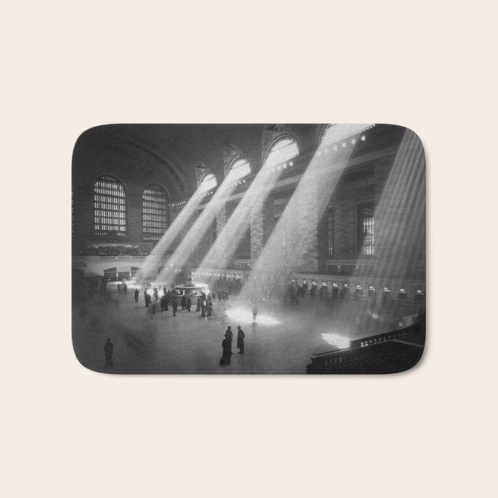 New York Grand Central Train Station Terminal Black and White Photography Print Bath Mat Gallery Image 1