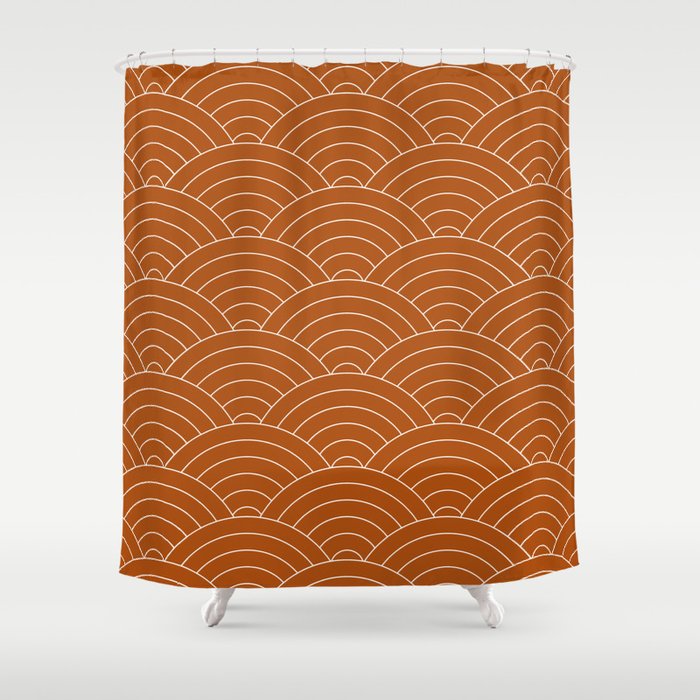 Waves (Rust) Shower Curtain Gallery Image 1
