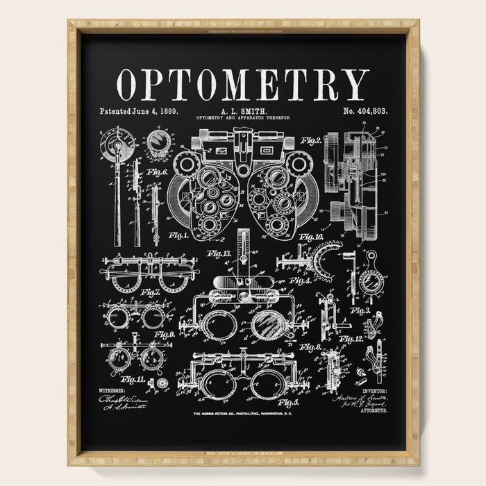 Optometrist Optometry Eye Doctor Tools Vintage Patent Print Serving Tray Gallery Image 1