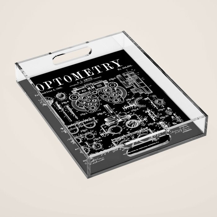 Optometrist Optometry Eye Doctor Tools Vintage Patent Print Acrylic Tray Gallery Image 1