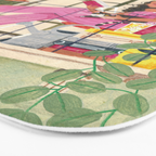 Woman reading on balcony Bath Mat Gallery Image 3