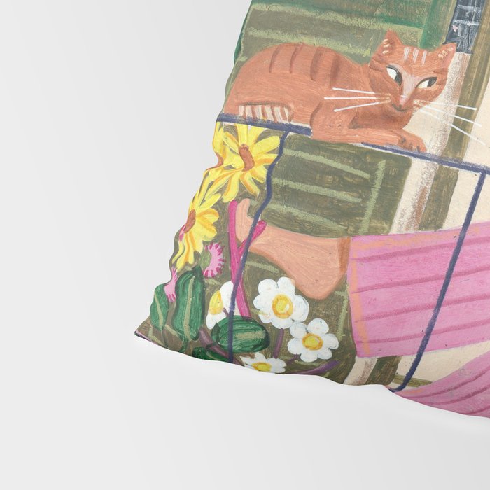 Woman reading on balcony Pillow Sham Gallery Image 4