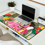 Woman reading on balcony Desk Mat Gallery Image 2
