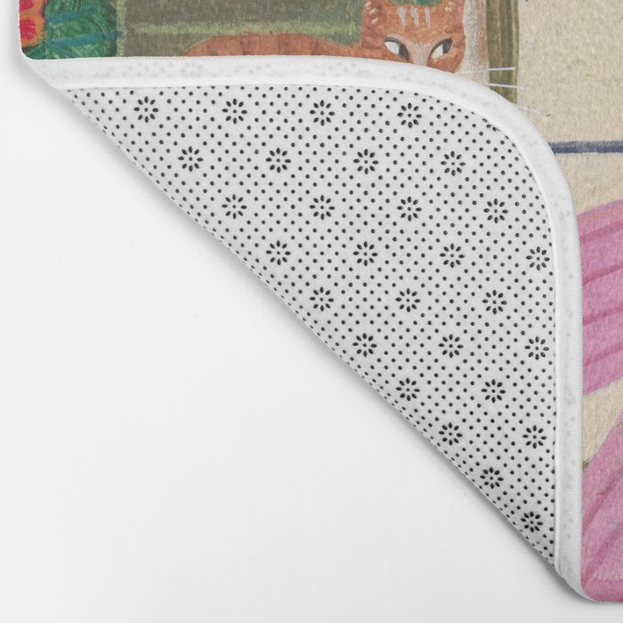 Woman reading on balcony Bath Mat Gallery Image 2