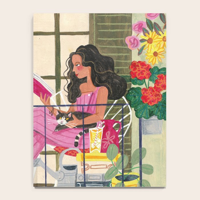 Woman reading on balcony Notebook Gallery Image 4