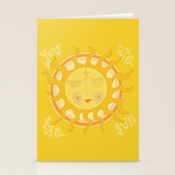 you are the sun // retro sunshine art by surfy birdy Stationery Card Gallery Image 2