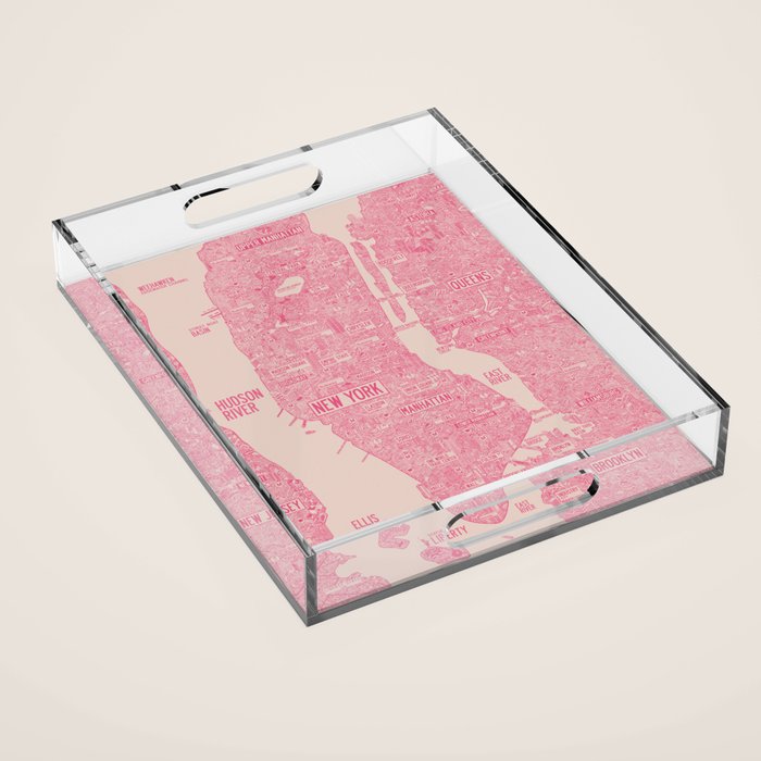 New York map Acrylic Tray Gallery Image 1