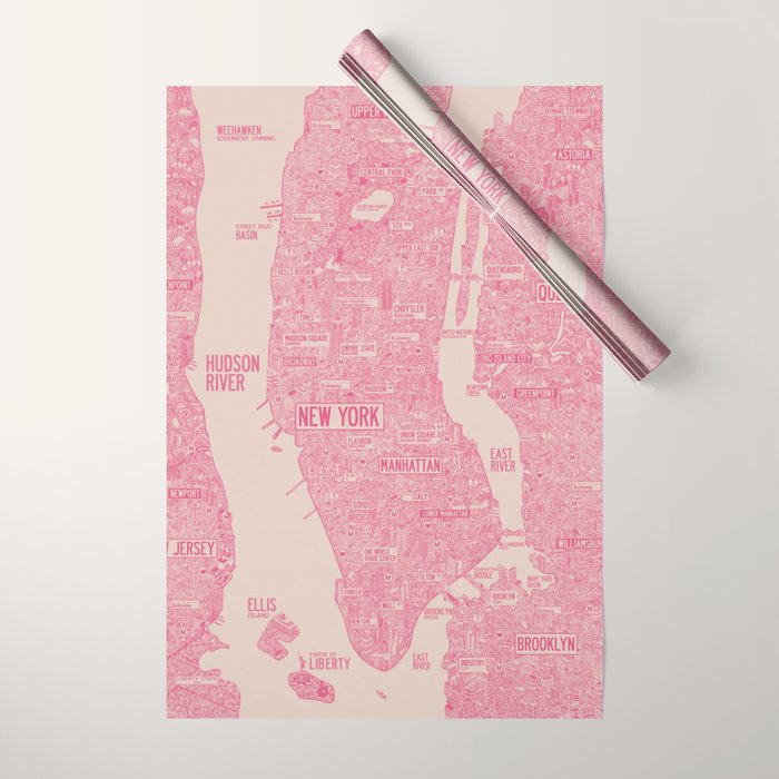 New York map Wrapping Paper Gallery Image 1