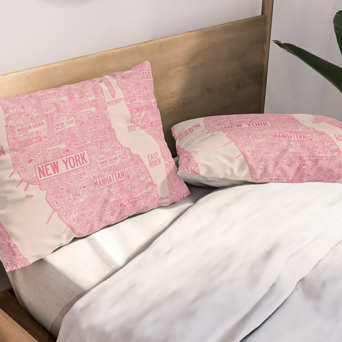 New York map Pillow Sham Gallery Image 2