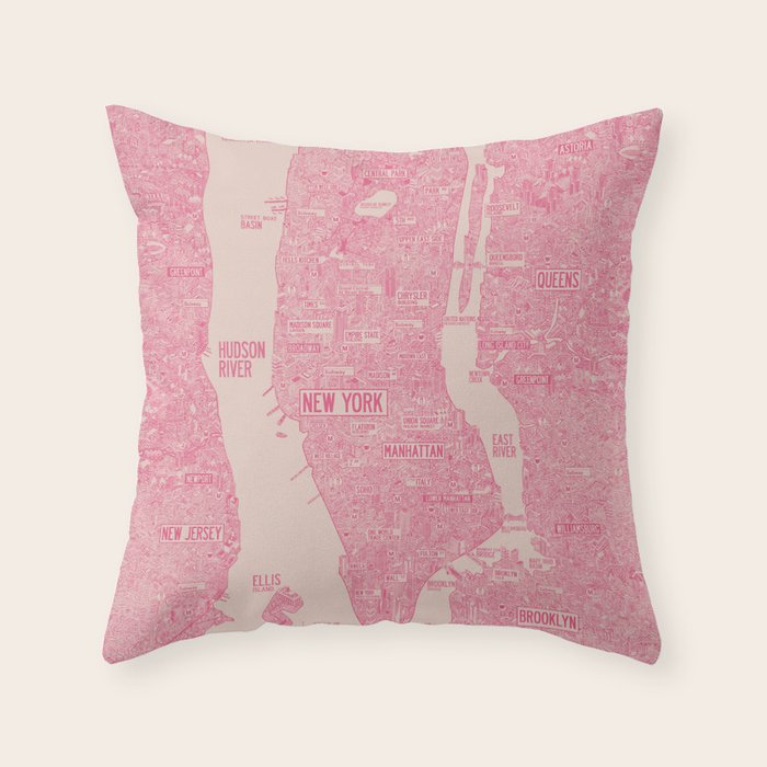 New York map Throw Pillow Gallery Image 6