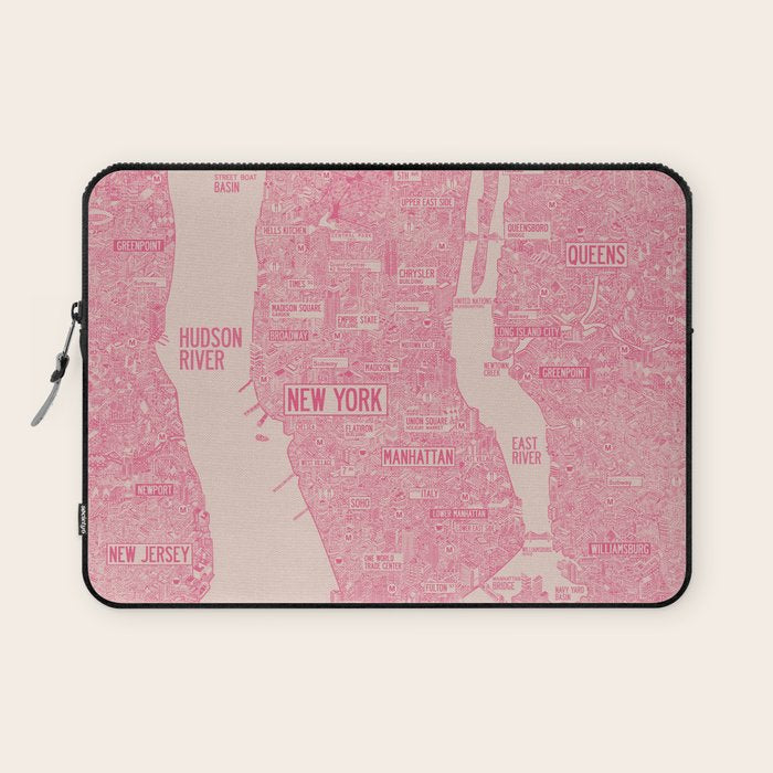 New York map Laptop Sleeve Gallery Image 1