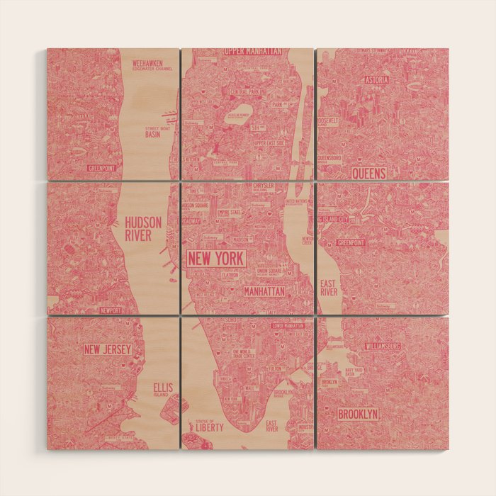 New York map Wood Wall Art Gallery Image 1