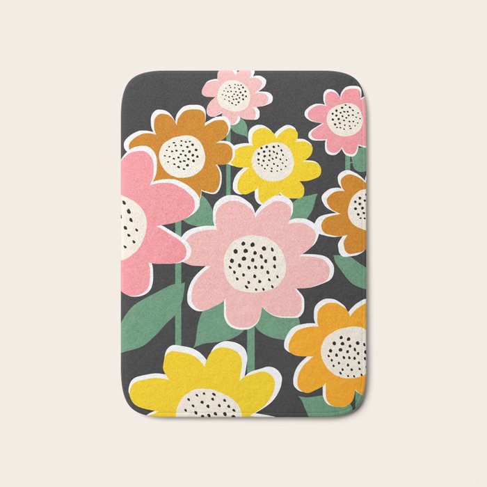 Flowerscape - night Bath Mat Gallery Image 1