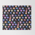 Jellyfish Day - dark Throw Blanket Gallery Image 2