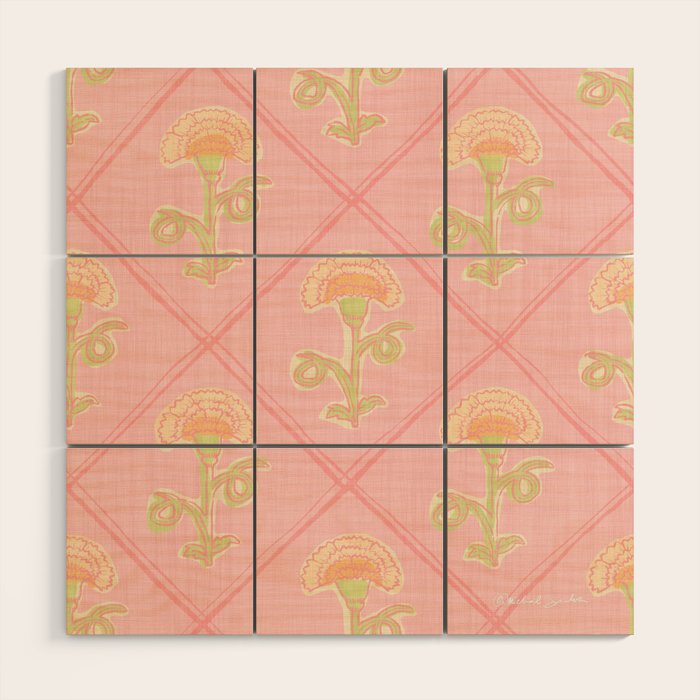 Provence Cottage Floral in Pink Linen  Wood Wall Art Gallery Image 1