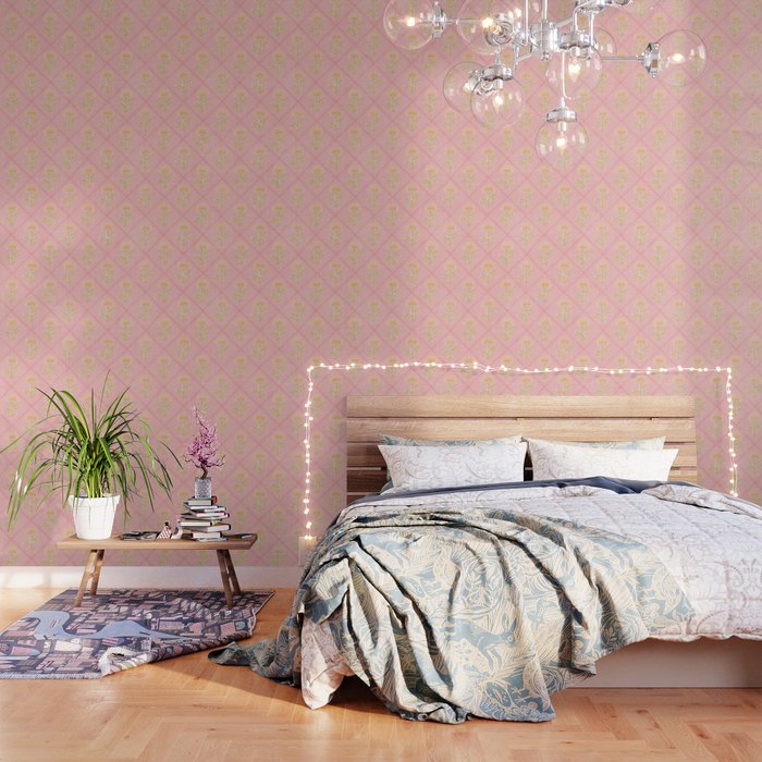 Provence Cottage Floral in Pink Linen  Wallpaper Gallery Image 3